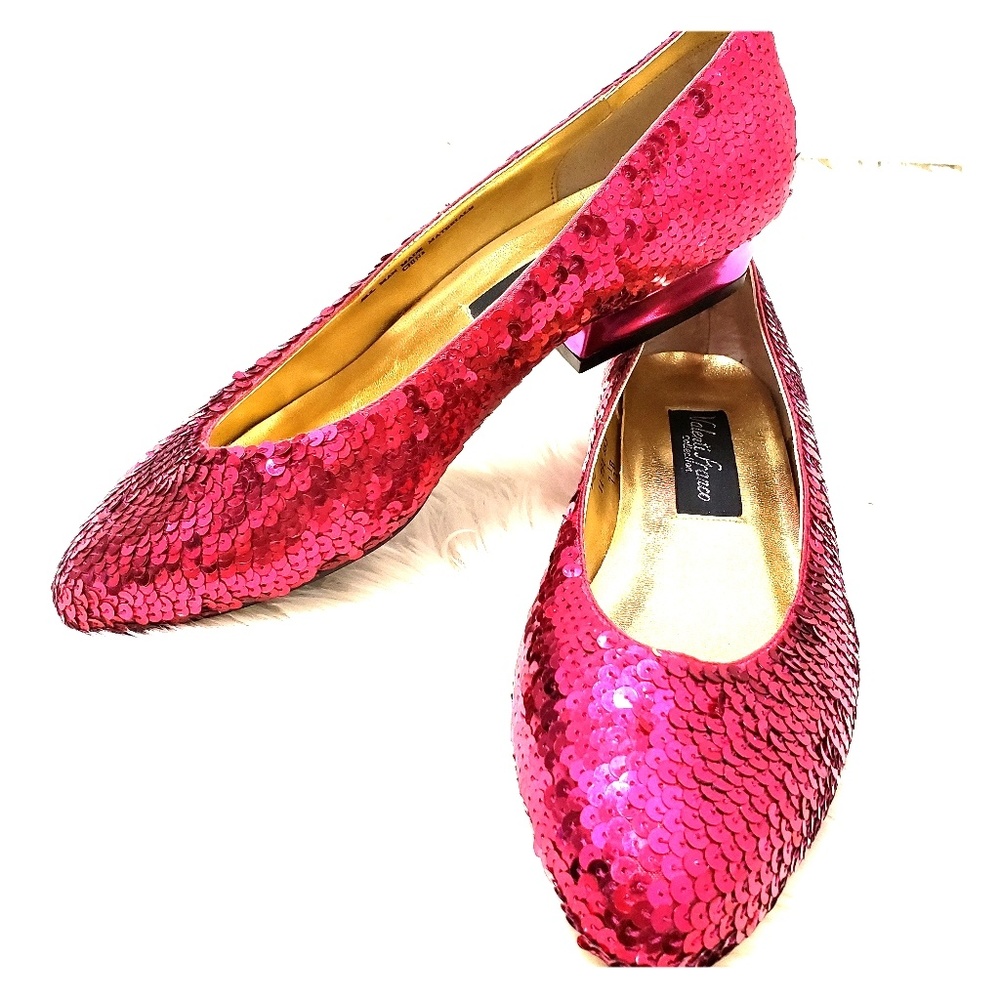 Vintage Valenti Franco hot pink sequin shoes